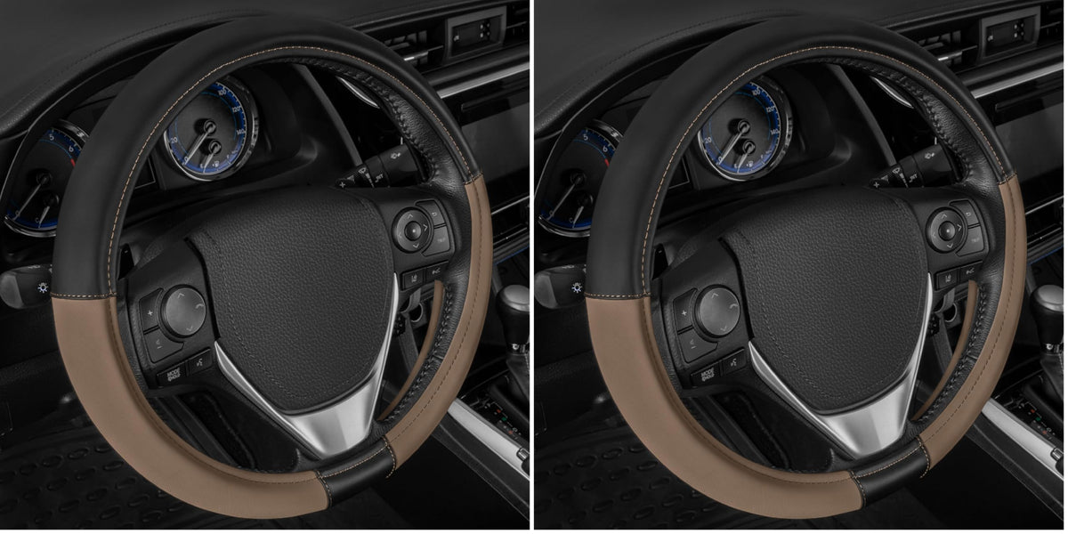 CAT® DuraGrip Car Steering Wheel Cover, Black Tire Tread Traction Design, Auto Steering Wheel Cover for Cars Trucks Vans SUVs, Improve Grip and Control, Durable Comfortable - Large 15"-16" Inches
