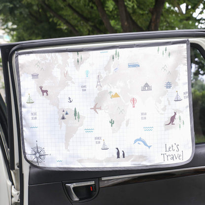 Magnetic Car Sun Shade Curtain for Side Window – Sun Blocker and UV Protector for Baby, Kids, and Pets – Universal Fit with Built-in Magnets for Steel-Framed Door (Be-Kids Alphabet)