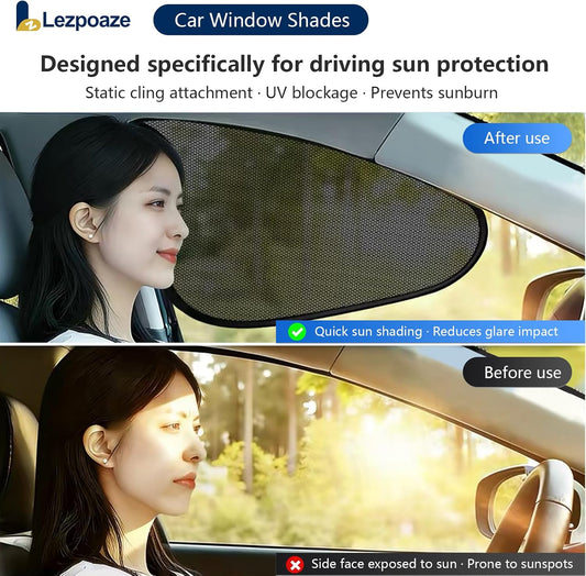 2-Pack Car Window Shades | Mesh Static Adsorption Side Window Sunshade | Universal Fit 99% Vehicles | Foldable Anti-UV Curtain Blocks UVA/UVB | 18.7" x 14.1" for Baby | Black