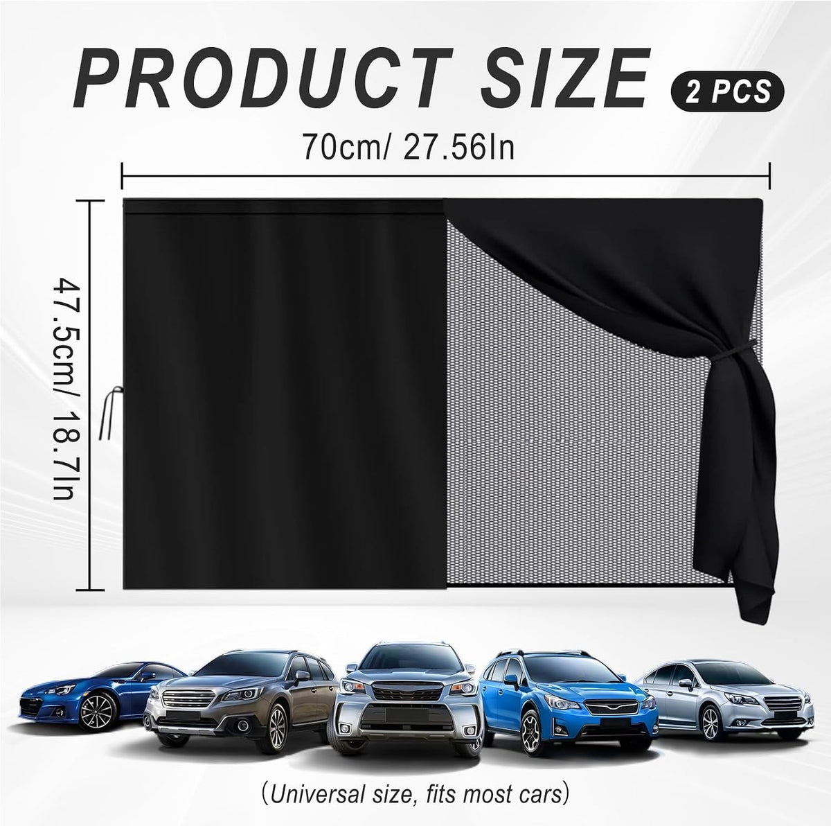 Car Window Shades, 2 PCS Magnetic Double Layer Car Sun Shade for Baby, Auto Back Side Window Screen Curtains with 10 Strong Magnets, Privacy Blackout/Half Cover for SUV, Sedan, Truck