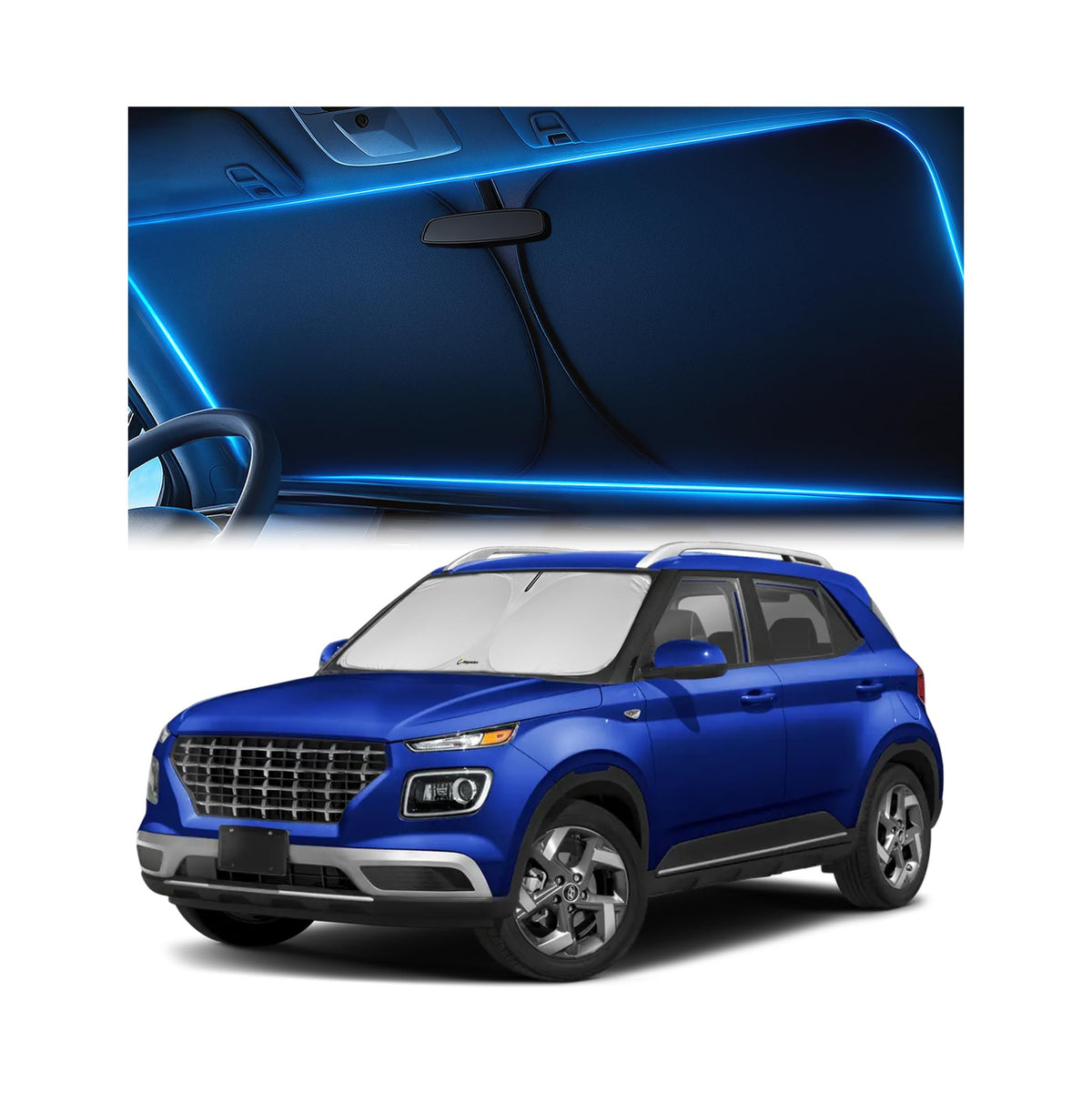 Magnelex Windshield Sun Shade for Kia K5 2021-2026 / Hyundai Sonata 2020-2026, Foldable Car Window Sunshade, Heat & UV Visor Cover, Reflective Front Shades Accessories