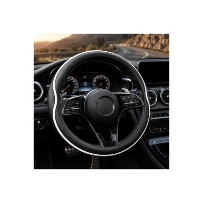 Car Steering Wheel Cover Full Surround - Soft Breathable Anti-Slip Heavyweight Safety Cover, Thick Cushioned Sports Style Universal Fit for Auto Truck SUV (Black)