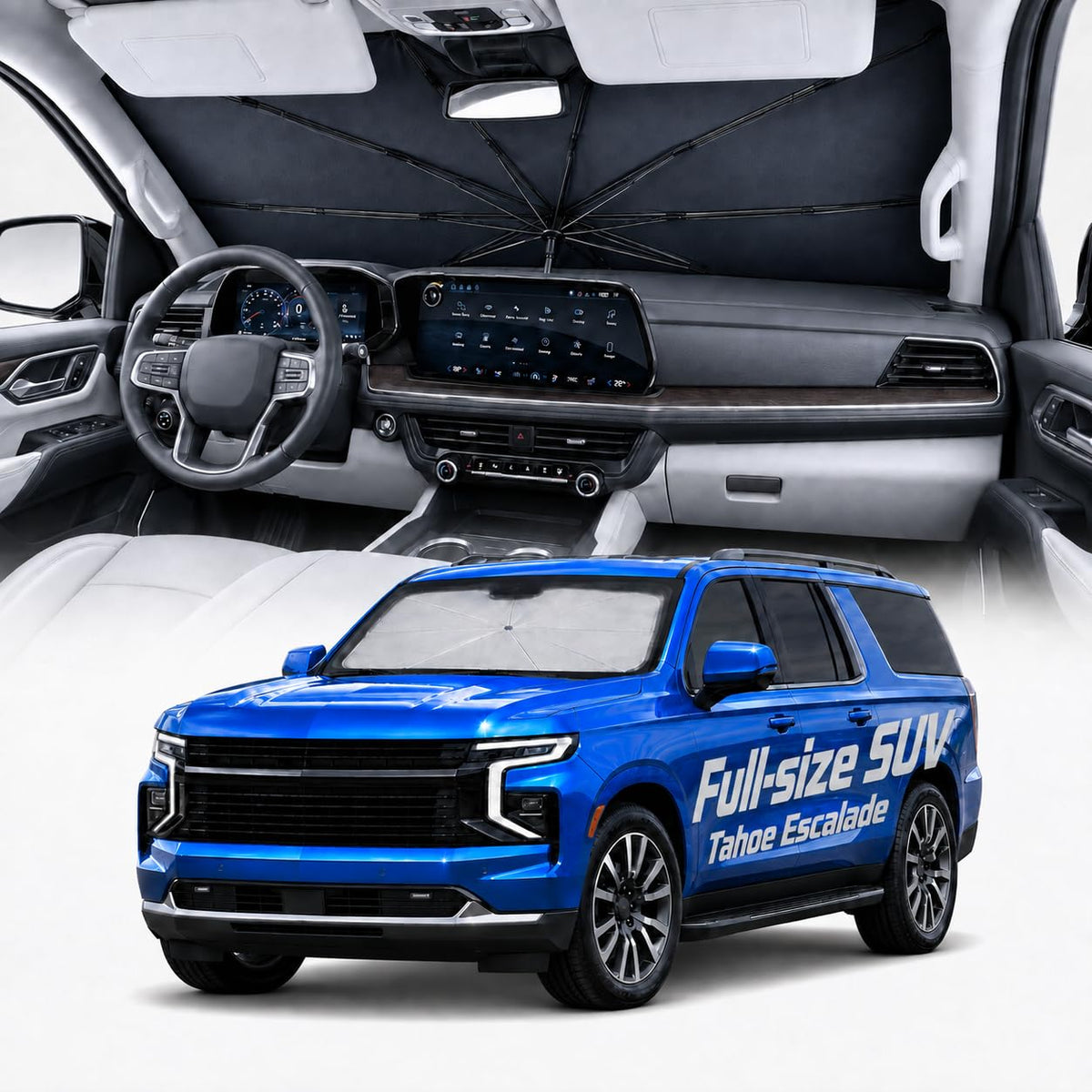 [2026 Upgraded] Weektic Truck Windshield Sun Shade for F-150/Silverado/Tundra/RAM 1500/Sierra - 5 Layers Ice Crystal Coating Blocks 99% UV, Cools Interior | 360° Swivel Handle for Easy Use