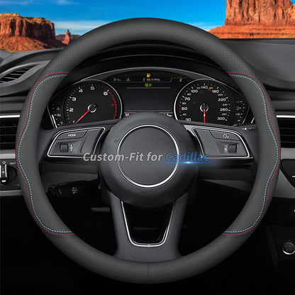 Custom-Fit for Mazda Steering Wheel Cover, Premium Leather Car Steering Wheel Cover with Logo, Non-Slip, Breathable (B-Style,for Mazda)