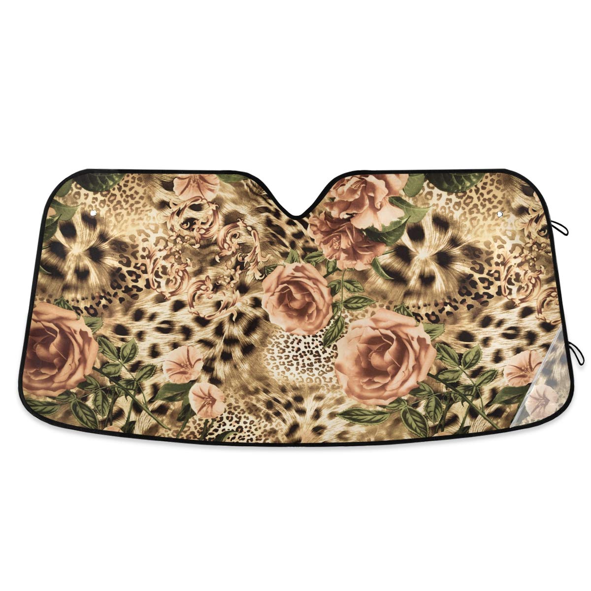 Elegant Pink Rose Gold Floral Car Windshield Sun Shade Block UV Rays Sun Visor Protector Accordion Folding Sunshade Keep Vehicle Cool&Damage Free,Easy to Use,Fits Windshields of Various Sizes