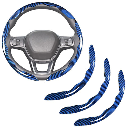 Carbon Fiber Steering Wheel Covers 3 piece Clip on Steering Wheel Cover (Black)