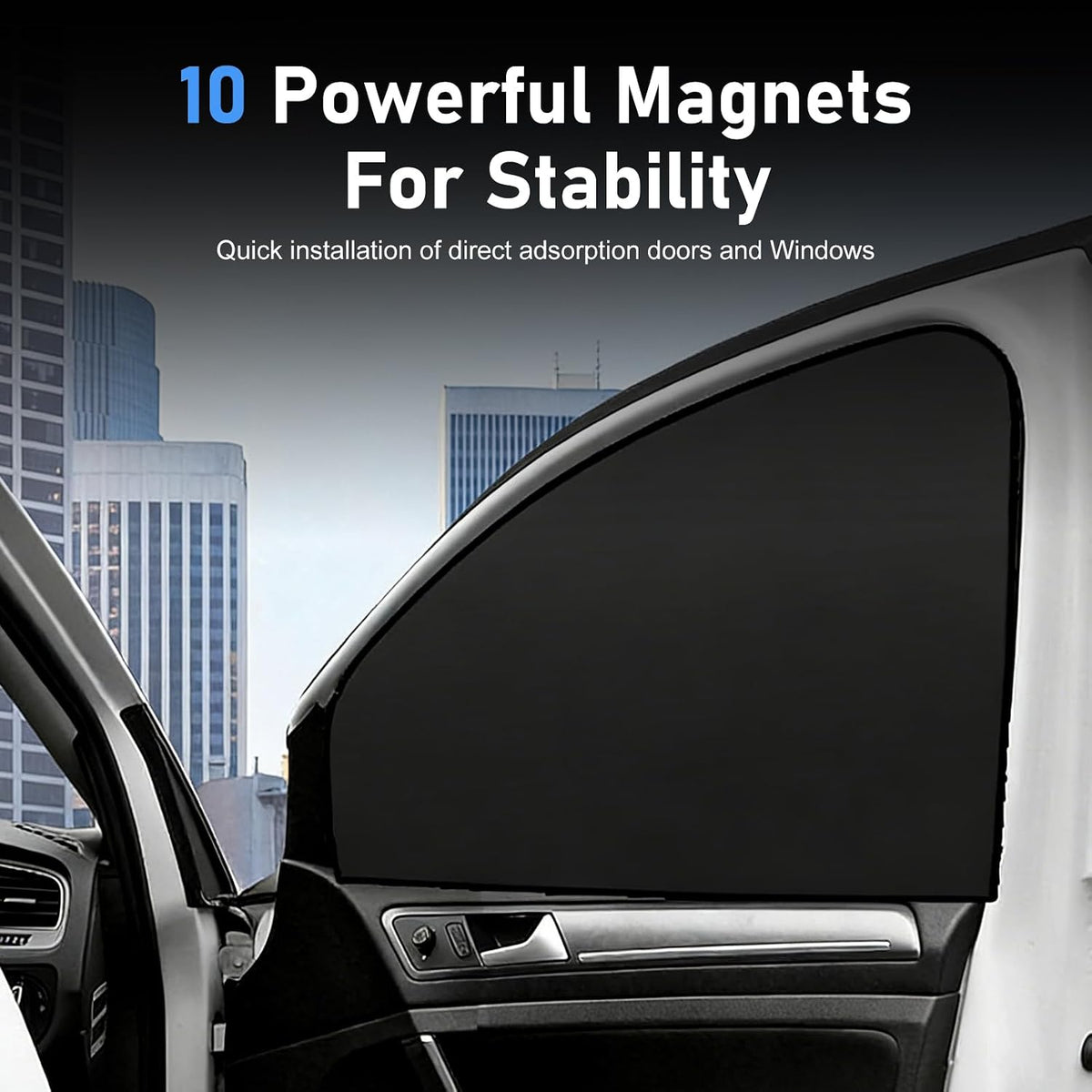 4PCS Car Window Shades with Magnets, Strong Blackout Front Rear Side Window Covers, Heat-insulating Sunproof Privacy Protective Curtain, Universal for Vehicles (Black)
