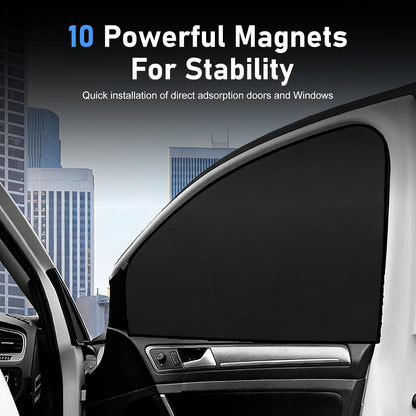 4PCS Car Window Shades with Magnets, Strong Blackout Front Rear Side Window Covers, Heat-insulating Sunproof Privacy Protective Curtain, Universal for Vehicles (Black)