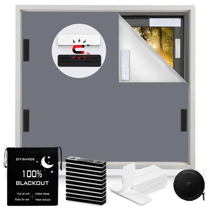 100% Blackout Blind Magnetic Window Cover,Cuttable Black Out Curtain 118x57