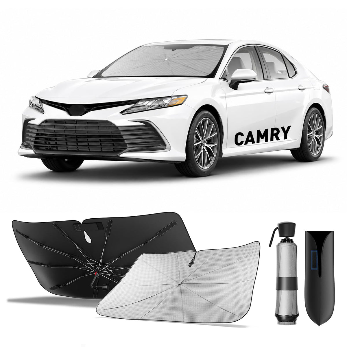 for Chevrolet Tahoe & Traverse 2010-2026 | Zanch Windshield Sun Shade Umbrella [99% UV Protection, Up to 75℉ Cooler] Snug Fit, Scratch-Free, Built to Last, Foldable Front Sunshade Umbrella