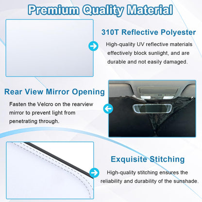 Premium Car Windshield Sun Shade for 2018-2022 Honda Accord Front Window Sun Visor Reflector 310T Thickened Blocks UV Rays Foldable Sunshade Car Interior Protection Accessories