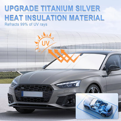 SINGARO 300T Universal Car Windshield Sun Shade, Foldable Reflective for Windshield & Window Shades with Overlapping Design, Car Interior Accessories (68.8" L x 35" W)