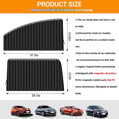 ZATOOTO Car Window Shades for Side Window, Magnetic Car Curtains, 4 Pack
