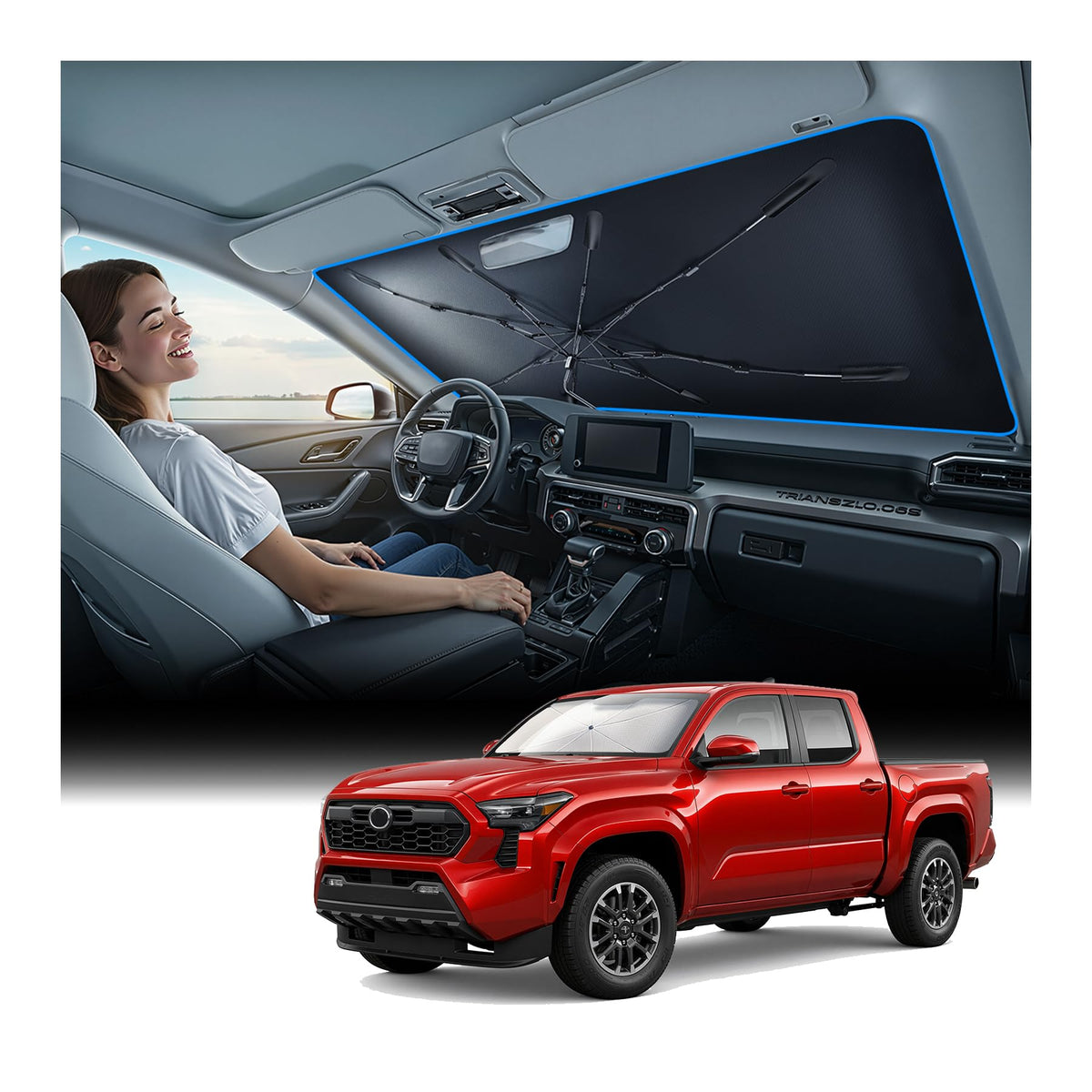 Nmoiss 2026 Windshield Sun Shade Umbrella [Vinyl Coating Heat Shield]