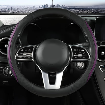 Szttswamp Car Steering Wheel Cover, Microfiber Leather Pink 14.5-15 Inch