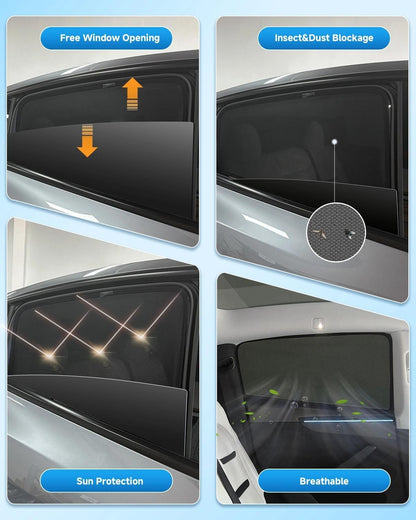 Car Window Shade for Honda Pilot 2016-2022,2 Pack UV & Glare Protection, Breathable Privacy Screen, Insect & Bug Blocker Magnetic Mesh Side Rear Sun Shades for Baby Camping, Napping & Travel