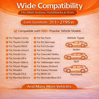 2 Piece Sun Shade for Car Windshield Foldable 280T Car Sunshade
