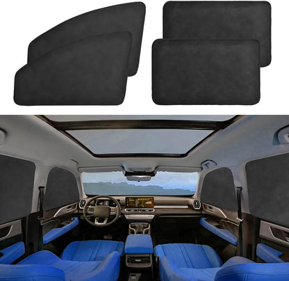 Suede Car Magnetic Window Shades, Keep Cooler Car Curtain - 4pcs