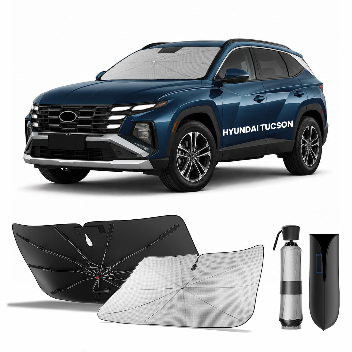 for Chevrolet Tahoe & Traverse 2010-2026 | Zanch Windshield Sun Shade Umbrella [99% UV Protection, Up to 75℉ Cooler] Snug Fit, Scratch-Free, Built to Last, Foldable Front Sunshade Umbrella
