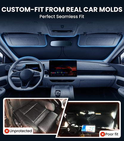 Zanch Custom Windshield Sun Shade for Nissan Altima 2019-2026, 7-Layer UV & Heat Block, 3D Laser Scanned, Interior Protection, Keep Car Cooler, Foldable Car Accessories