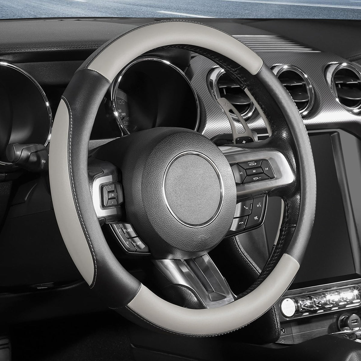 SEG Direct Steering Wheel Cover 15.5-16 inch Heavy-Duty, Black