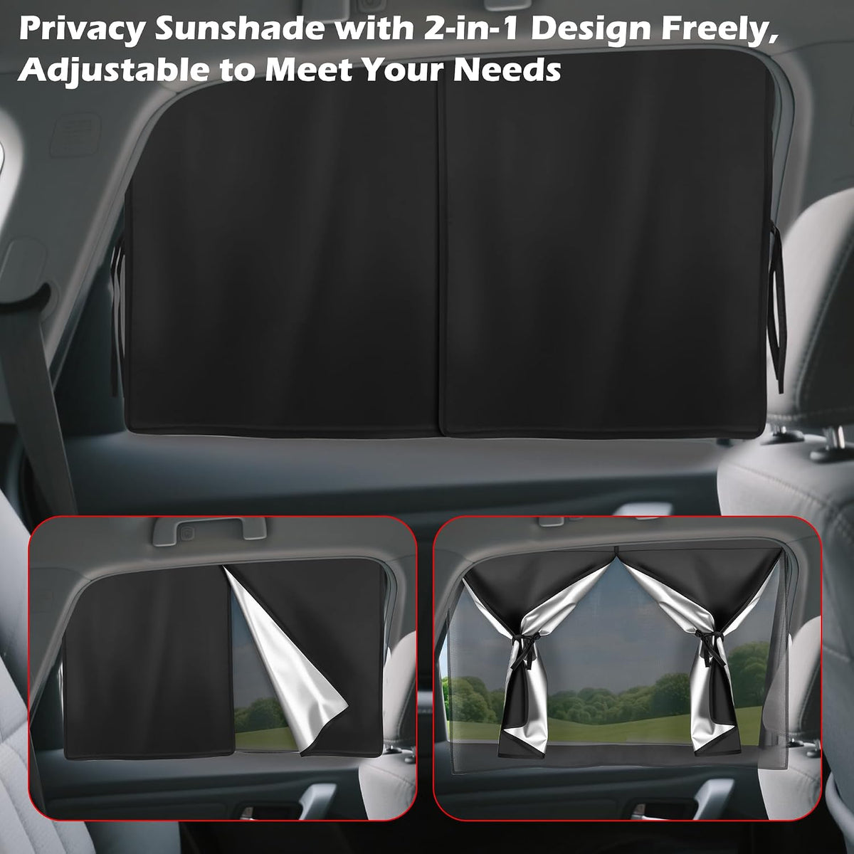 2 Pack Car Window Shades for Side Window with Strong Magnets
