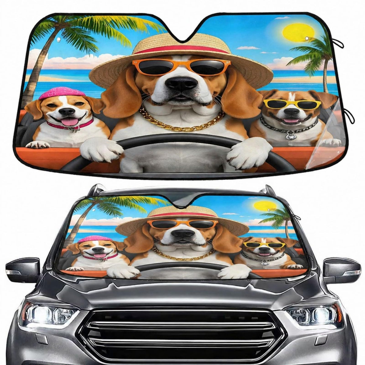Sea Turtle Teal Windshield Sun Shade for Car Auto SUV Truck Foldable Front Window Sunshade Sun Visor Protector Block UV Rays Reflect Heat, 55" x 28"