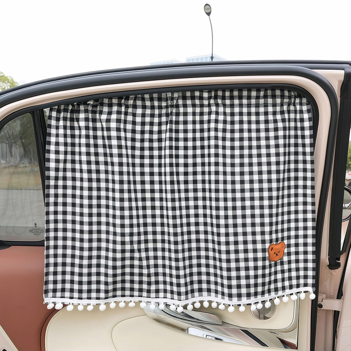 Plaid Car Side Window Curtain Sun Shade of 2,Blue