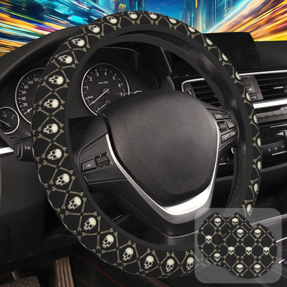 Botanical Flowers Berries Leaves Steering Wheel Cover for Women, Anti-Slip Car Steering Wheel Cover with 2 Pcs Cup Holders Neoprene Breathable Car Accessories Universal 15 Inch Auto Interior Decor