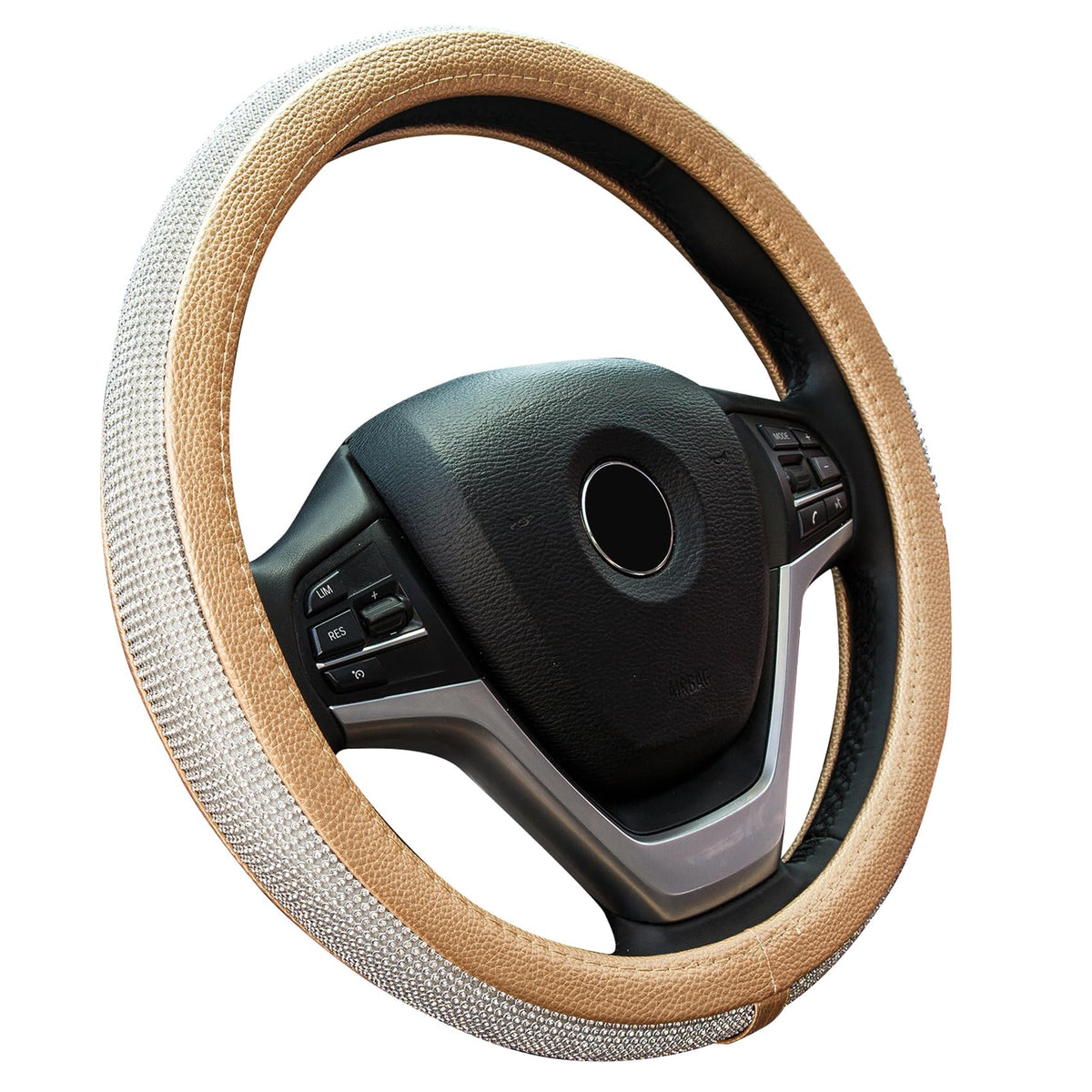 New Diamond Leather Steering Wheel Cover with Bling Crystal Rhinestones