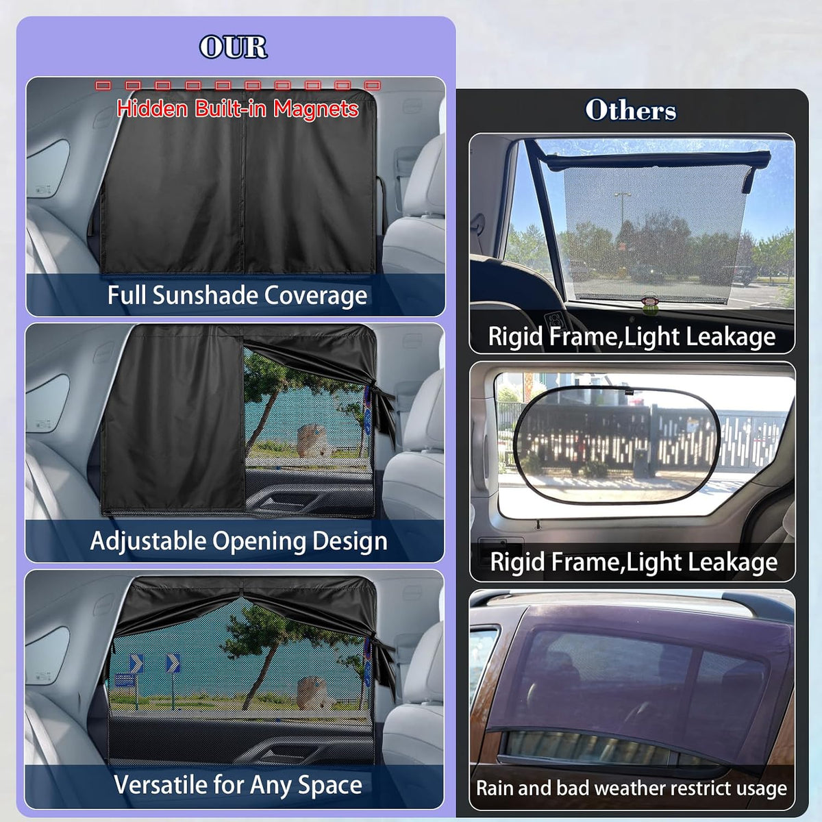 Car Window Shades, Side Window Sun Shades Blocks Heat and UV Rays Glare, Magnetic Car Privacy Safe Curtains for Back Windows, Camping Accessories for Baby