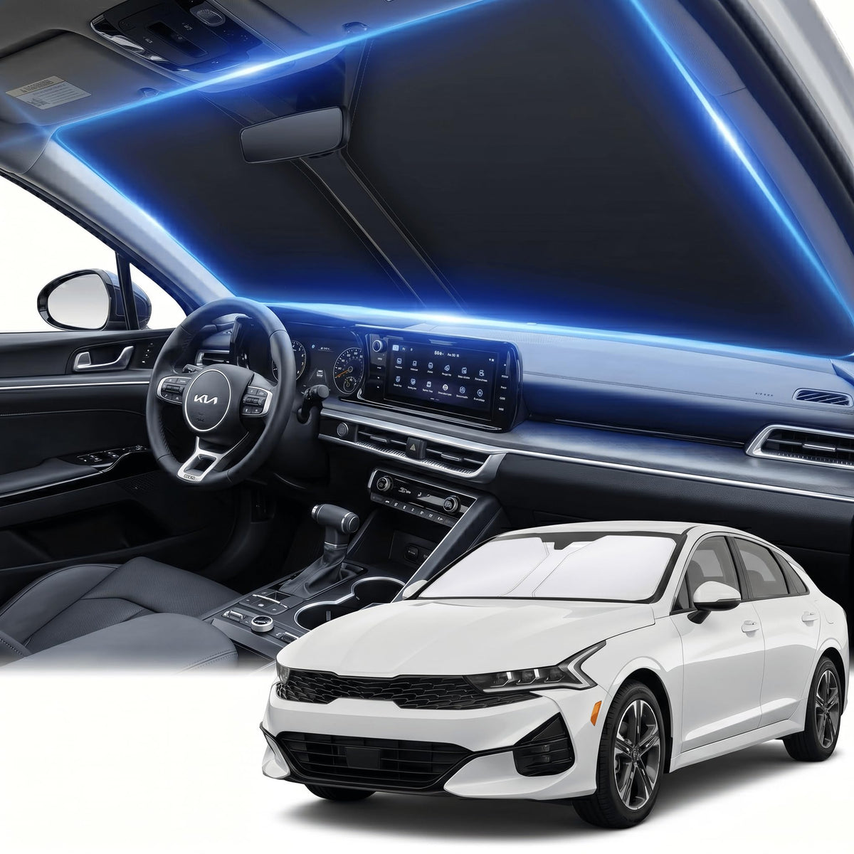 for Honda Accord 2018-2022 Windshield Sun Shade Front Window Shade Custom Fit Accord Accessories Sun Visor Foldable Shade Blocks UV Rays Summer Must Have Car Accessories