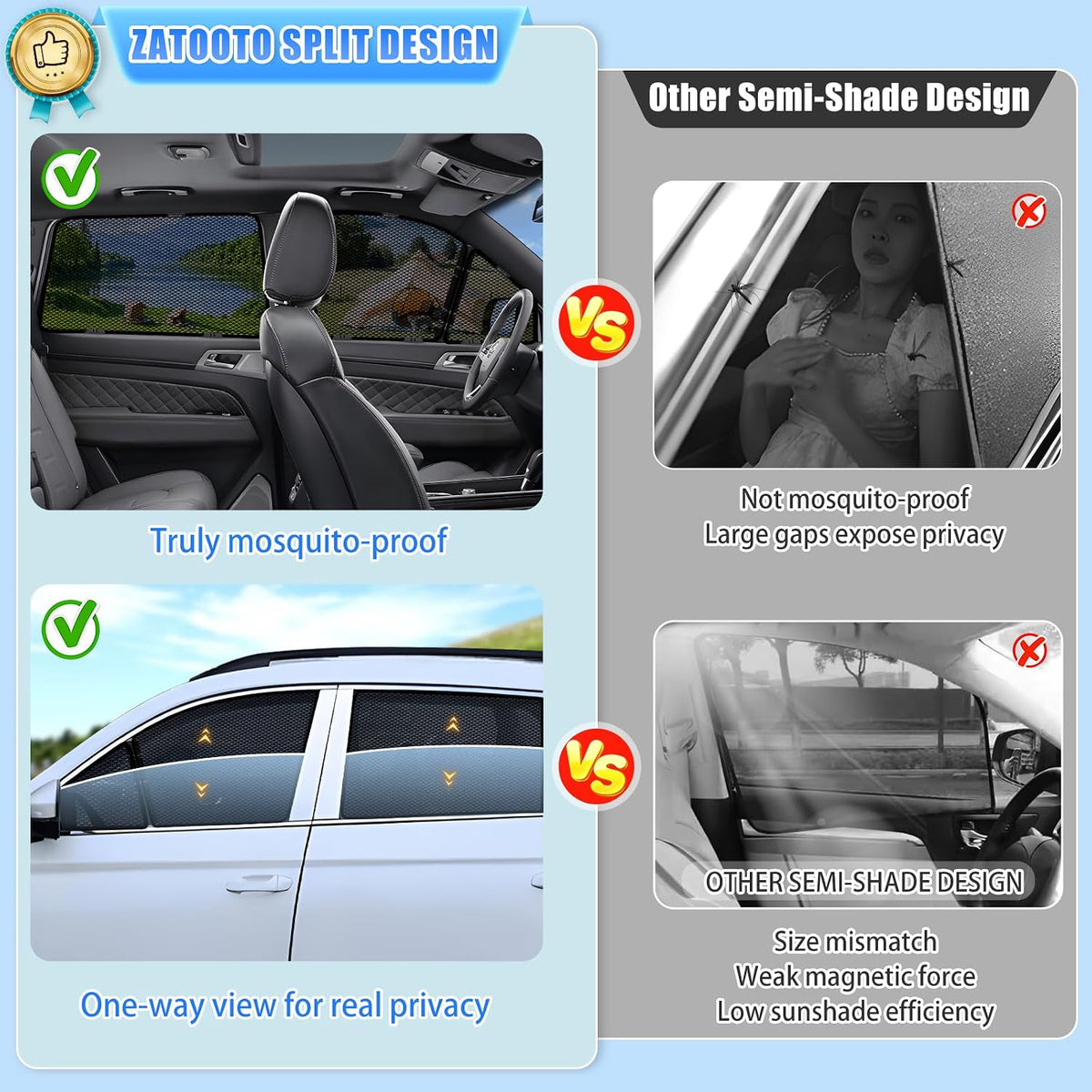 ZATOOTO Toyota Rav4 Window Shade 2019-2024, Breathable & Bug-Free