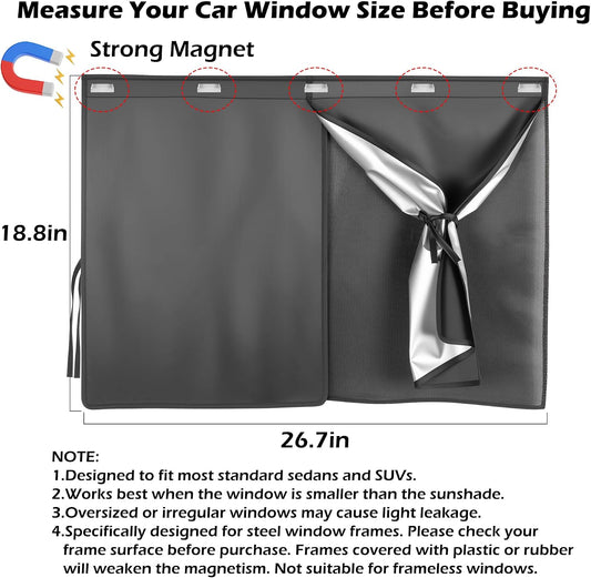 2 Pack Car Window Shades for Side Window with Strong Magnets