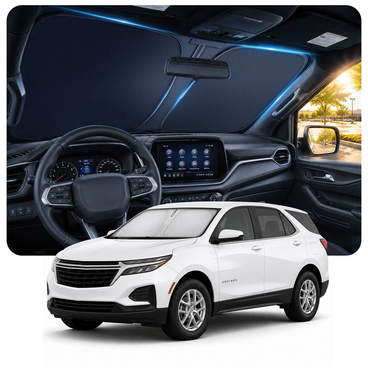 [2026 Upgraded] DooGooCcoo Windshield Sun Shade for Honda Civic 2022-2025 2026 [Cooling Ice-Crystal, 100% Sun Block ] Sunshade for Car Windshield for Honda Civic Sun Shade, Custom Fit Civic.