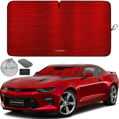 Autoamerics 1-Piece Windshield Sun Shade B&W American Flag USA Patriotic Design - Foldable Car Front Window Sunshade for Most Sedans SUV Truck - Blocks Max UV Rays and Keeps Your Vehicle Cool - Small