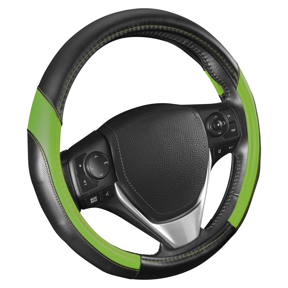 Motor Trend Perforated Microfiber Leather Steering Wheel Cover for Cars Trucks SUVs Vans, Sporty Racing Improved Grip Anti-Fatigue Ergonomic Design, Airbag Compatible - Fits Standard 15" Inch - Black
