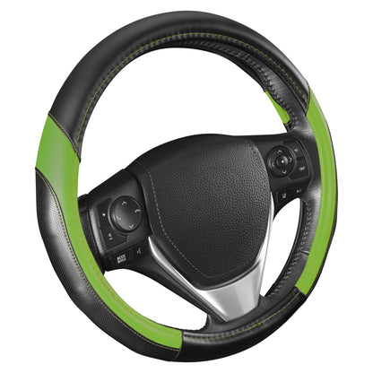 Motor Trend Perforated Microfiber Leather Steering Wheel Cover for Cars Trucks SUVs Vans, Sporty Racing Improved Grip Anti-Fatigue Ergonomic Design, Airbag Compatible - Fits Standard 15" Inch - Black