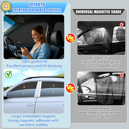 ZATOOTO Magnetic Honda Civic Sun Shade 2017-2024, Privacy & Cool, 4 Pack