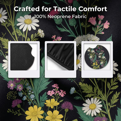 Wildflower car Steering Wheel Cover Women 15in Flower 2 Cup Coasters