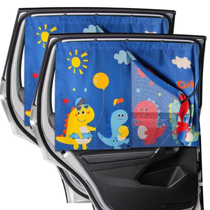 Car Window Shades, 2pcs Magnetic Car Curtains for Side Windows Privacy Full Covers/Half Shade Options, Cute Cartoon Auto Sunshades for Baby Protection Pink