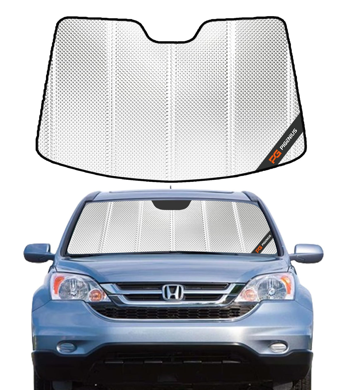 Pigenius Windshield Sunshade for 2007-2011 Honda CR-V, Metallic Silver Finish