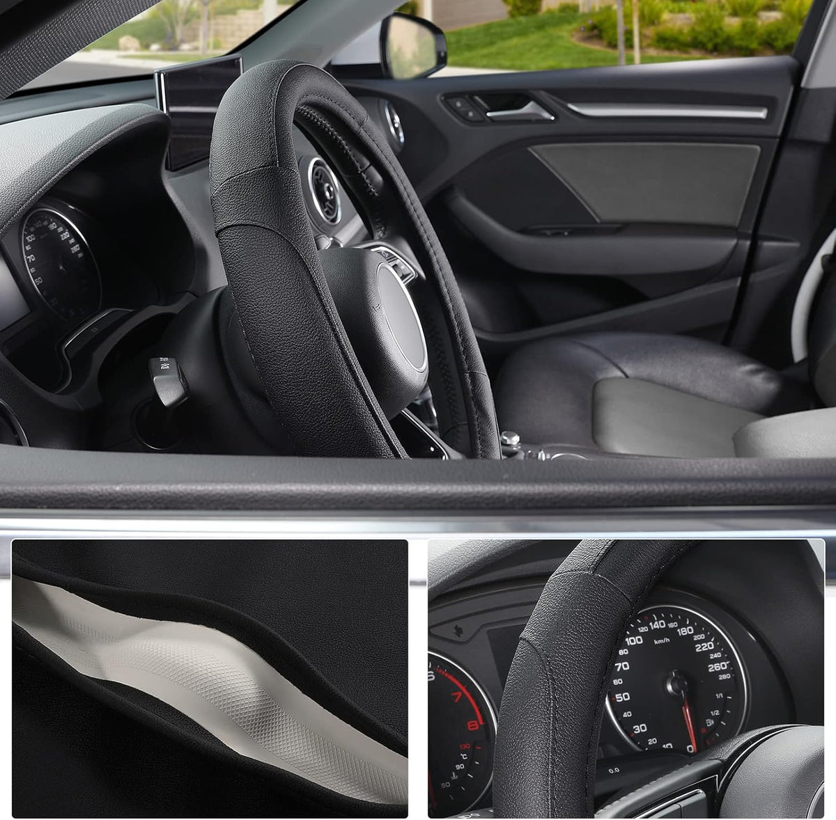 SEG Direct Car Steering Wheel Cover for Prius Civic Model 3 / Y 14"-14.25"