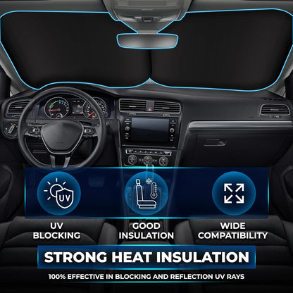 EcoNour 2-Piece Foldable Car Front Window Sun Shade, UV & Heat Protection