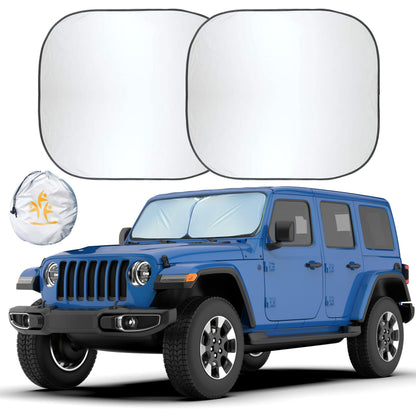 EcoNour 2 Piece Foldable Car Windshield Sun Shade, UV & Heat Protection