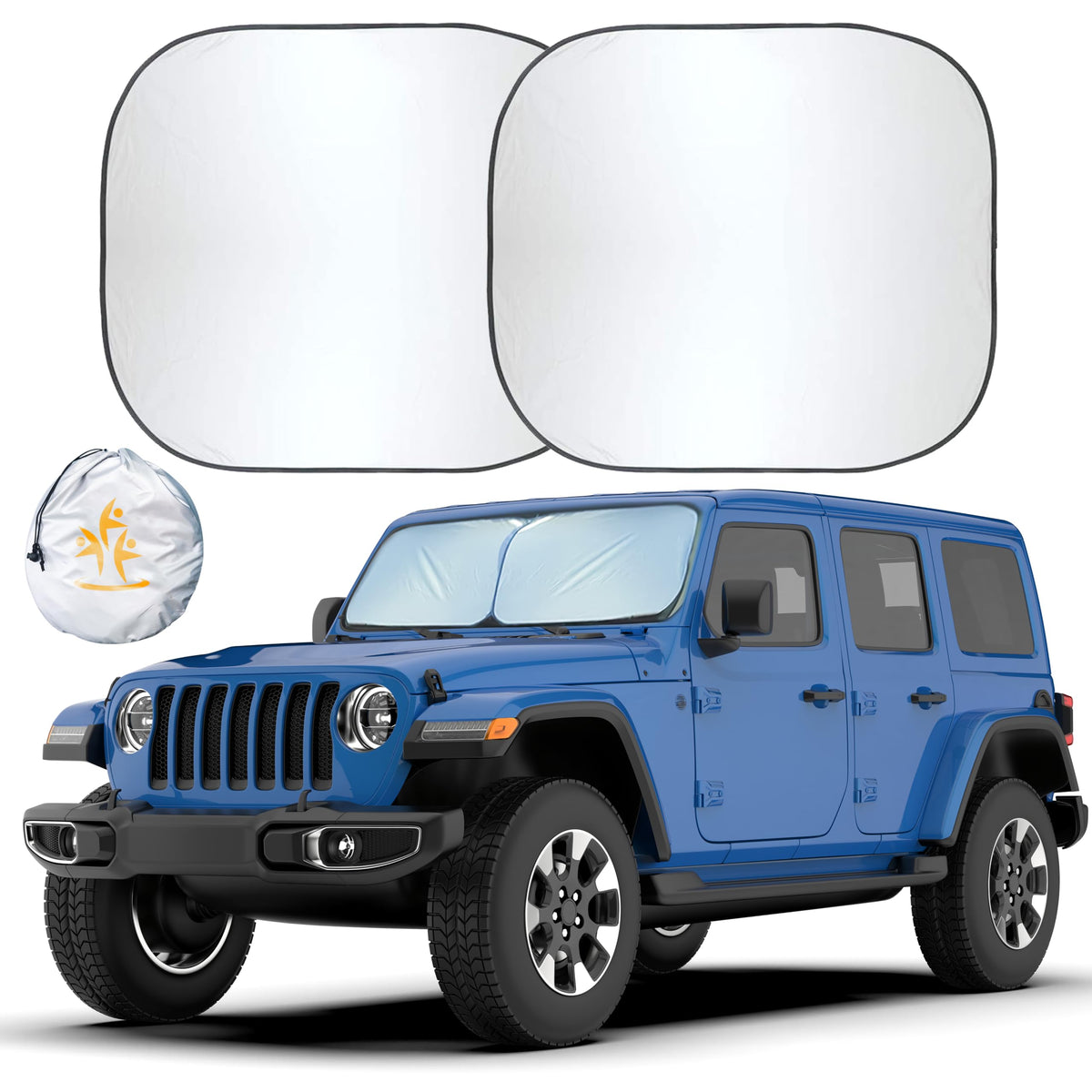 EcoNour 2-Piece Foldable Car Front Window Sun Shade, UV & Heat Protection