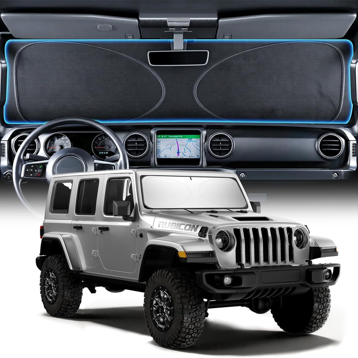 2026 Upgraded Windshield Sun Shade for Toyota RAV4 [Precision Custom Fit, Superior UV & Heat Block] Cooling Tech Fabric, Durable Foldable with Storage Bag, Fits 2000-2026
