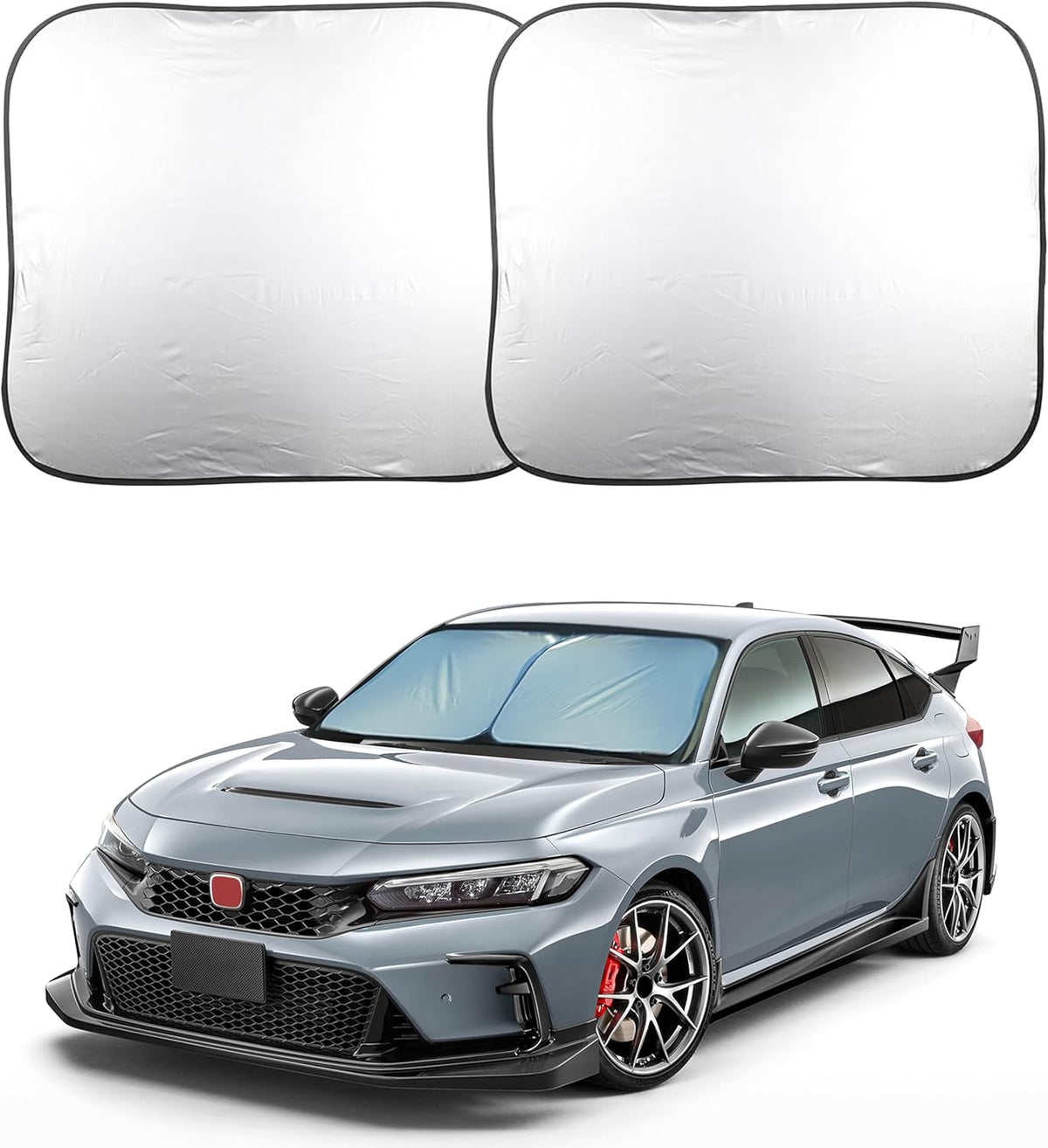 EcoNour 2-Piece Foldable Car Front Window Sun Shade, UV & Heat Protection