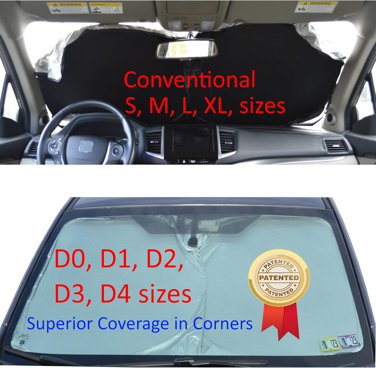 Car Windshield Sun Shade with Storage Pouch by A1 Sunshade Retractable Automotive Car Truck SUV Front Window Shield Blocker Screen Visor Protector Cover for Auto Interior Accessories for Heat Medium