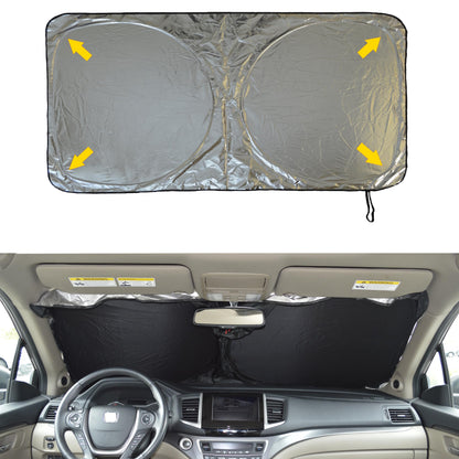 Car Windshield Sun Shade with Storage Pouch by A1 Sunshade Retractable Automotive Car Truck SUV Front Window Shield Blocker Screen Visor Protector Cover for Auto Interior Accessories for Heat Medium